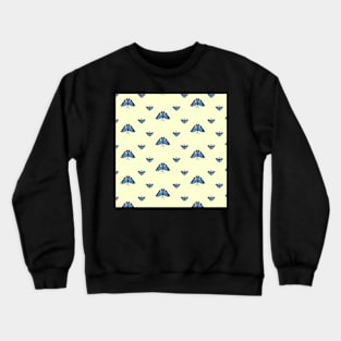 Morpho menelaus blue butterfly pattern yellow background Crewneck Sweatshirt